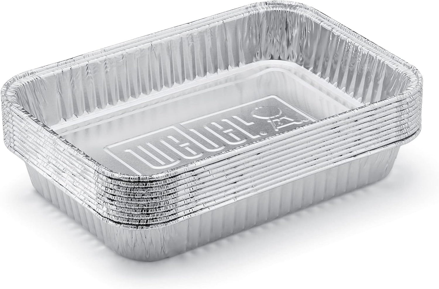 Weber Aluminum Drip Pans 10-Pack - Disposable Foil Pans for Indirect Cooking & Catching Drippings