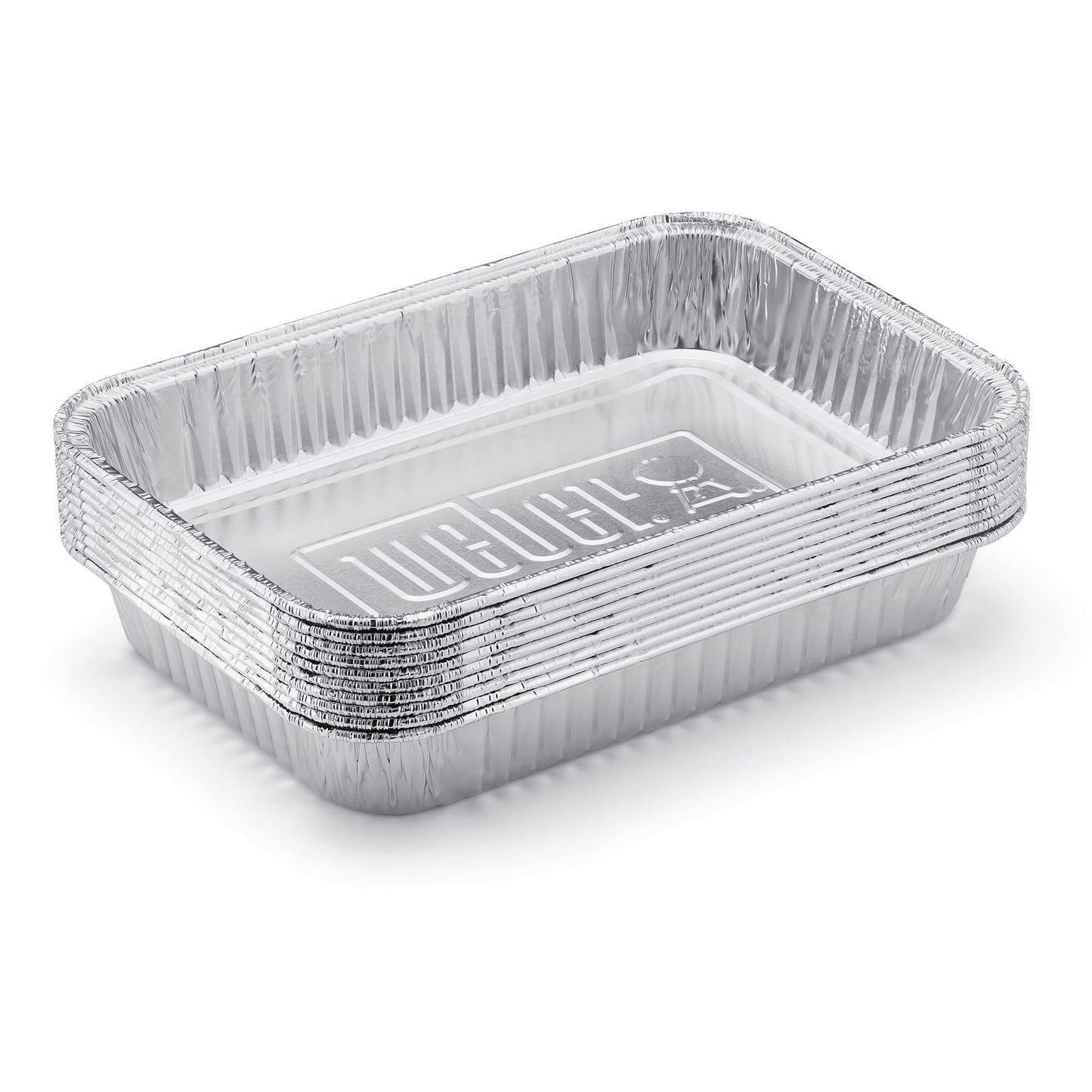 Weber Aluminum Drip Pans 10‑Pack – Disposable Foil Pans for Indirect Cooking, Catching Drippings, Ideal for Roasts, Turkeys & Gravy Drippings - Compatible with Weber Gas Grills