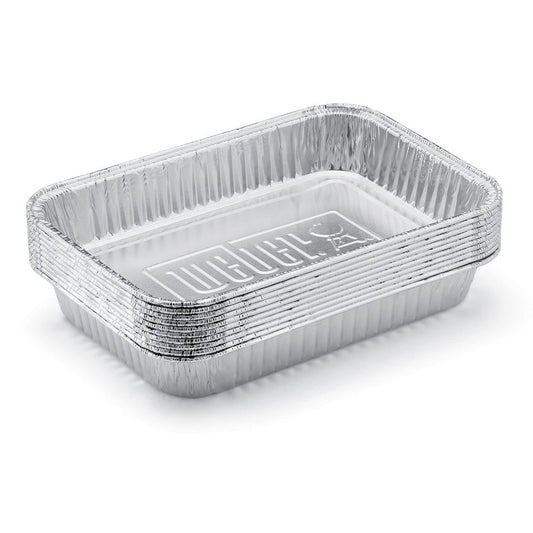 Weber Aluminum Drip Pans 10‑Pack – Disposable Foil Pans for Indirect Cooking, Catching Drippings, Ideal for Roasts, Turkeys & Gravy Drippings - Compatible with Weber Gas Grills