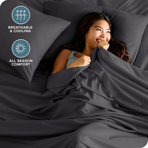 Bare Home Queen Sheet Set - Ultra-Soft 1800 Microfiber Bedding - Deep Pockets - 4 Piece Set | Forged Iron Grey