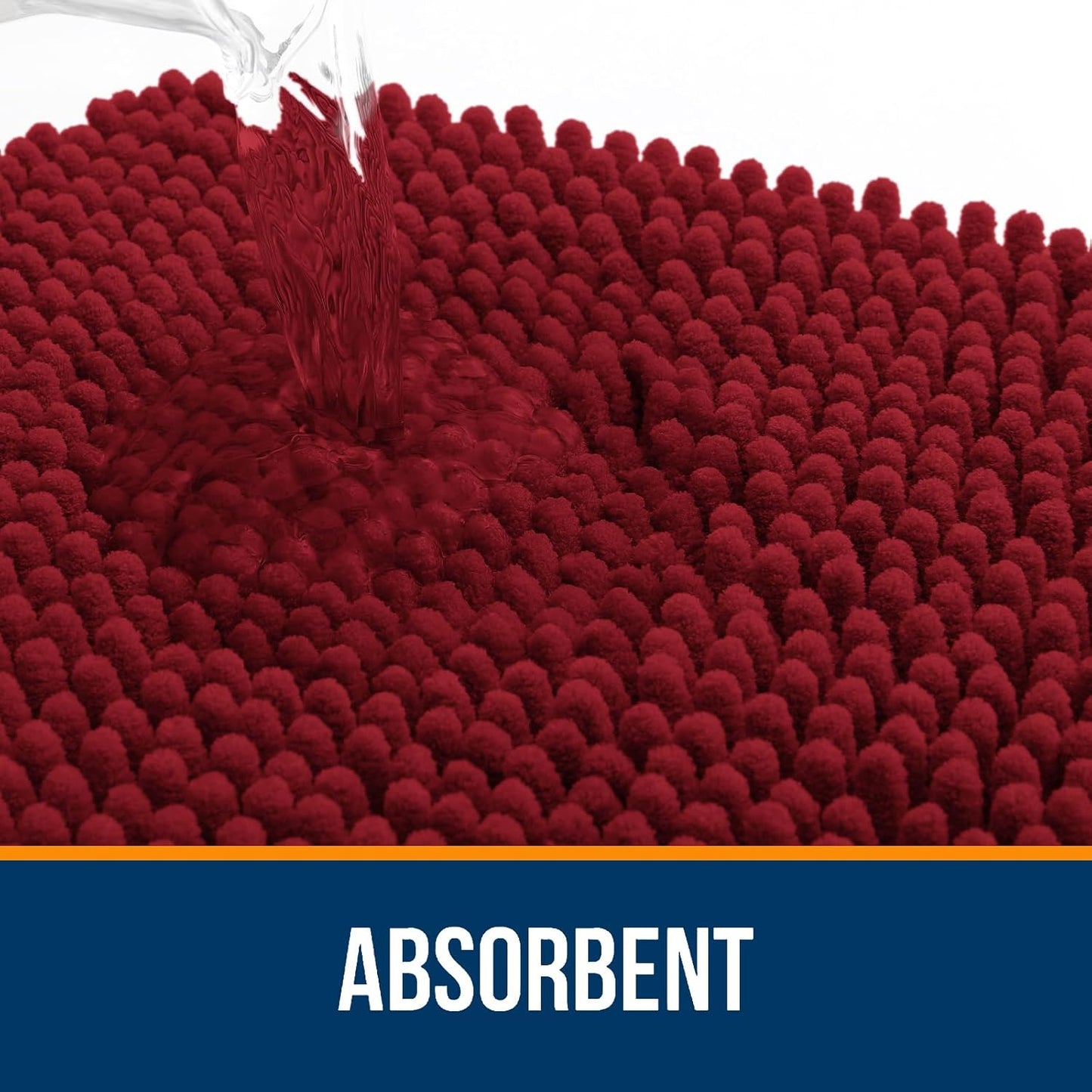OLANLY Large Bathroom Rugs - Extra Soft Absorbent Chenille Mats | Quick Dry, Machine Washable, 47x32, Red