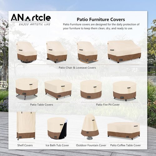 ANartcle Outdoor Couch Cover - 100% Waterproof Heavy Duty 2-Seater Loveseat Cover | 58"W x 32.5"D x 31"H - Beige & Brown