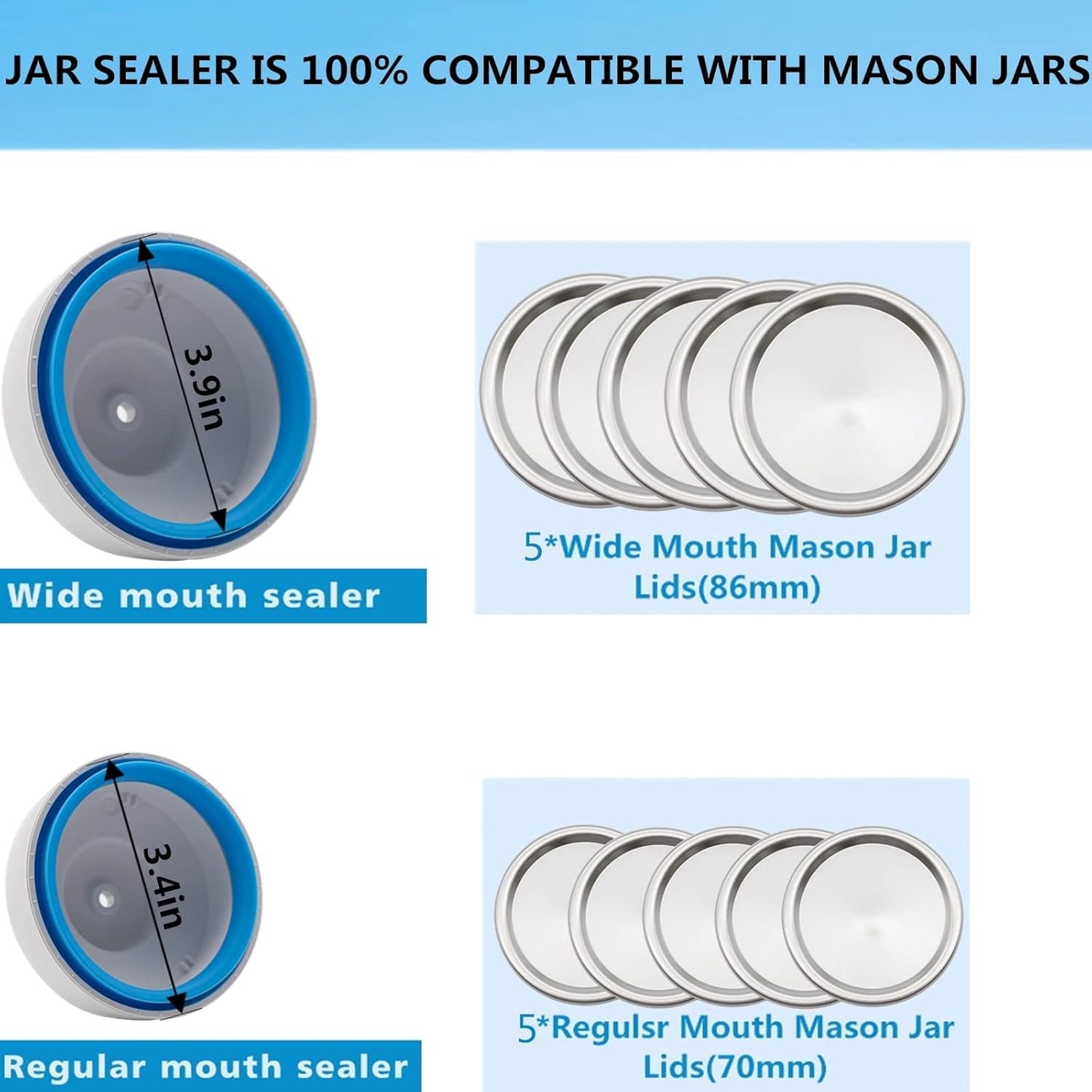 Mason Jar Vacuum Sealer - Portable Hand Pump for Regular & Wide Mouth Jars | FoodSaver Compatible