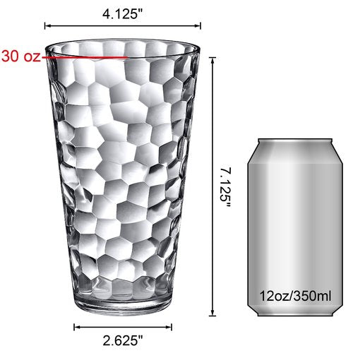 Amazing Abby - Iceberg - 30-Ounce Plastic Tumblers (Set of 6), Iced-Tea Drinking Glasses, All-Clear Reusable Plastic Cups, Stackable, BPA-Free, Shatter-Proof, Dishwasher-Safe