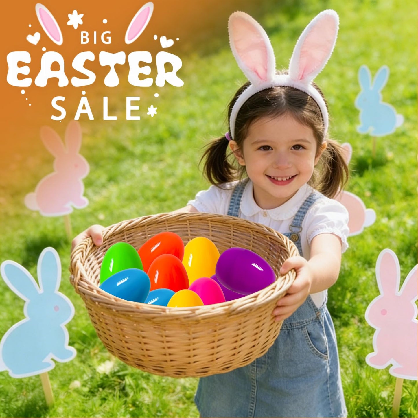 Jyluma 18 Pack 4 Inch Large Easter Eggs Big Colorful Easter Eggs for Refillable Basket Fillers Flat Bottom Plastic Easter Eggs Empty Surprise Eggs for Easter Hunt Party Favor
