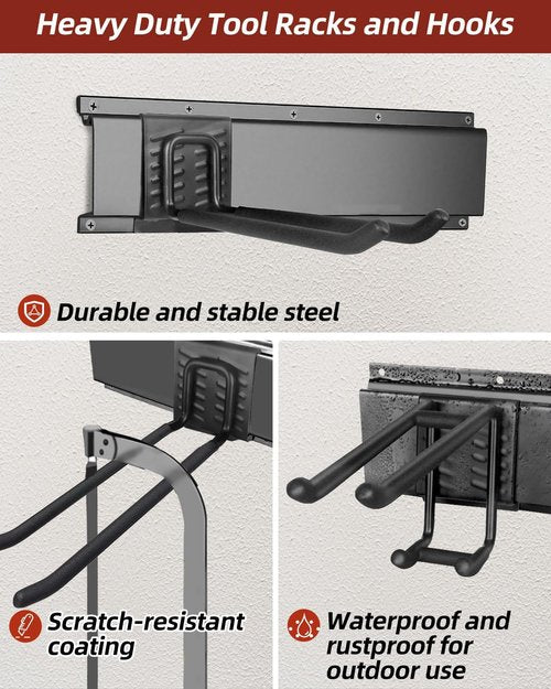 Garage Storage Tool Organizer by [Brand Name] - 48-Inch Heavy Duty Metal Rack with 8 Hooks for Garden Tools