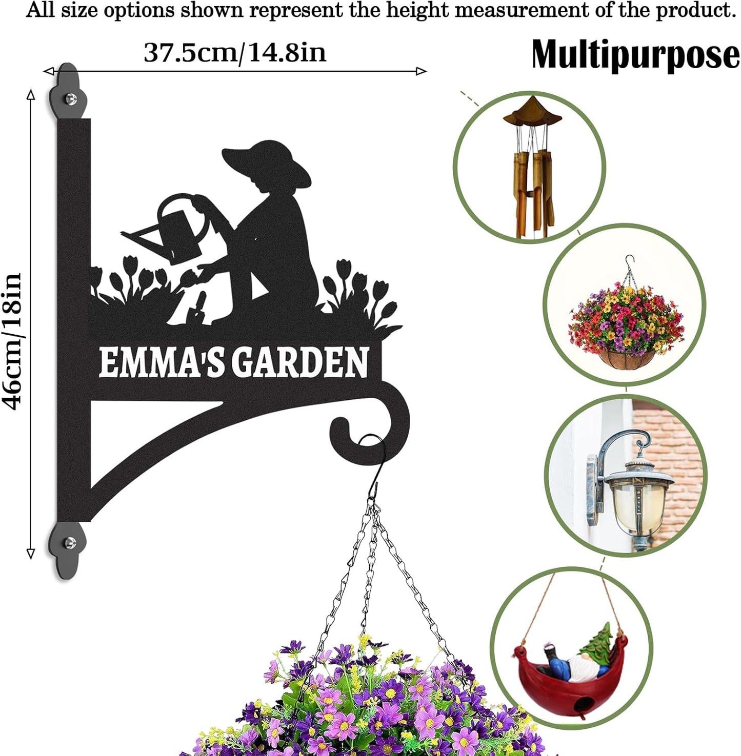 Skiennix Personalized Metal Plant Hangers - Heavy-Duty Indoor & Outdoor Wall Bracket | Perfect for Bird Feeders & Lanterns