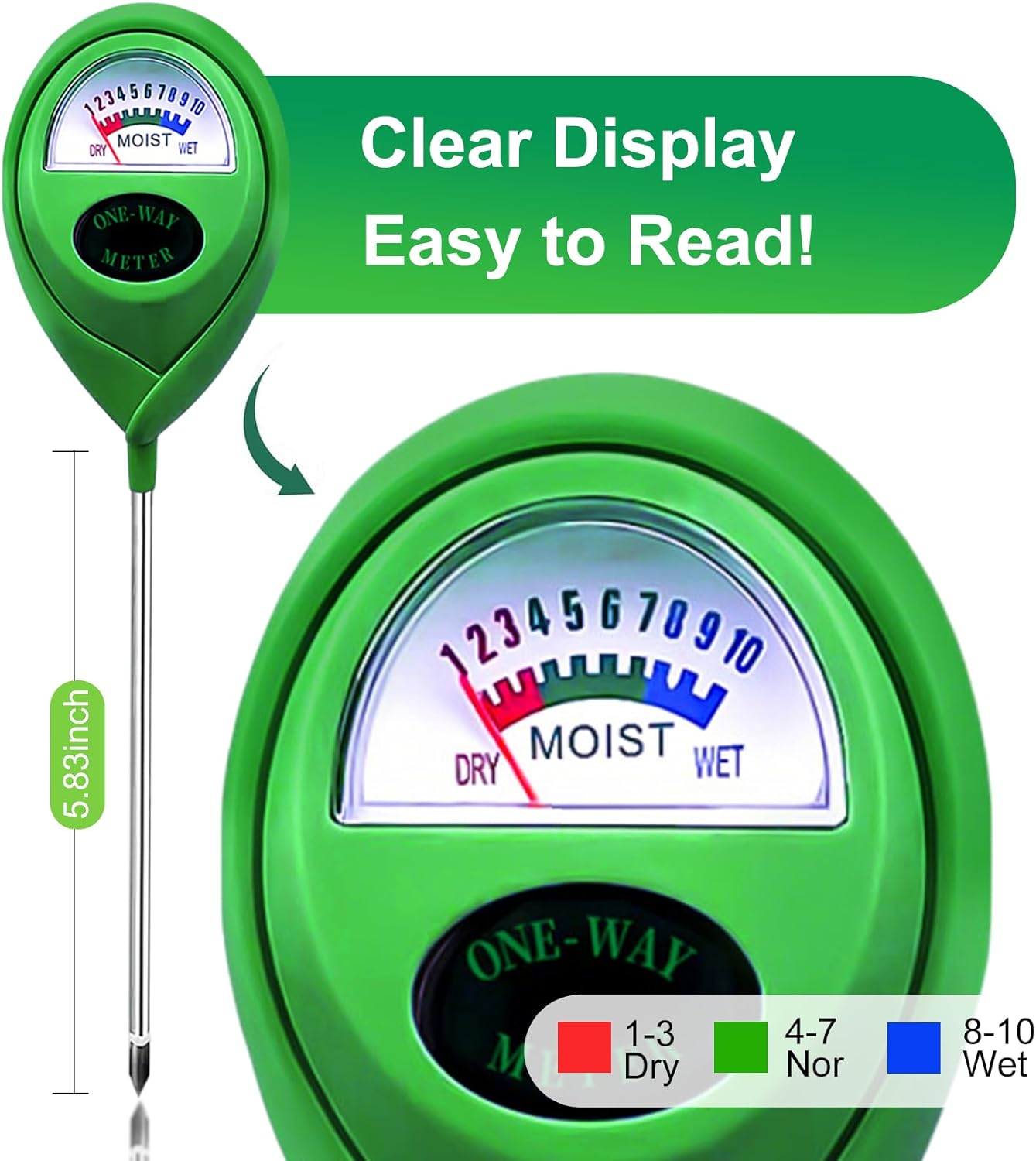 Soil Moisture Meter - Accurate Plant Water Tester for Indoor & Outdoor Use | No Battery Required