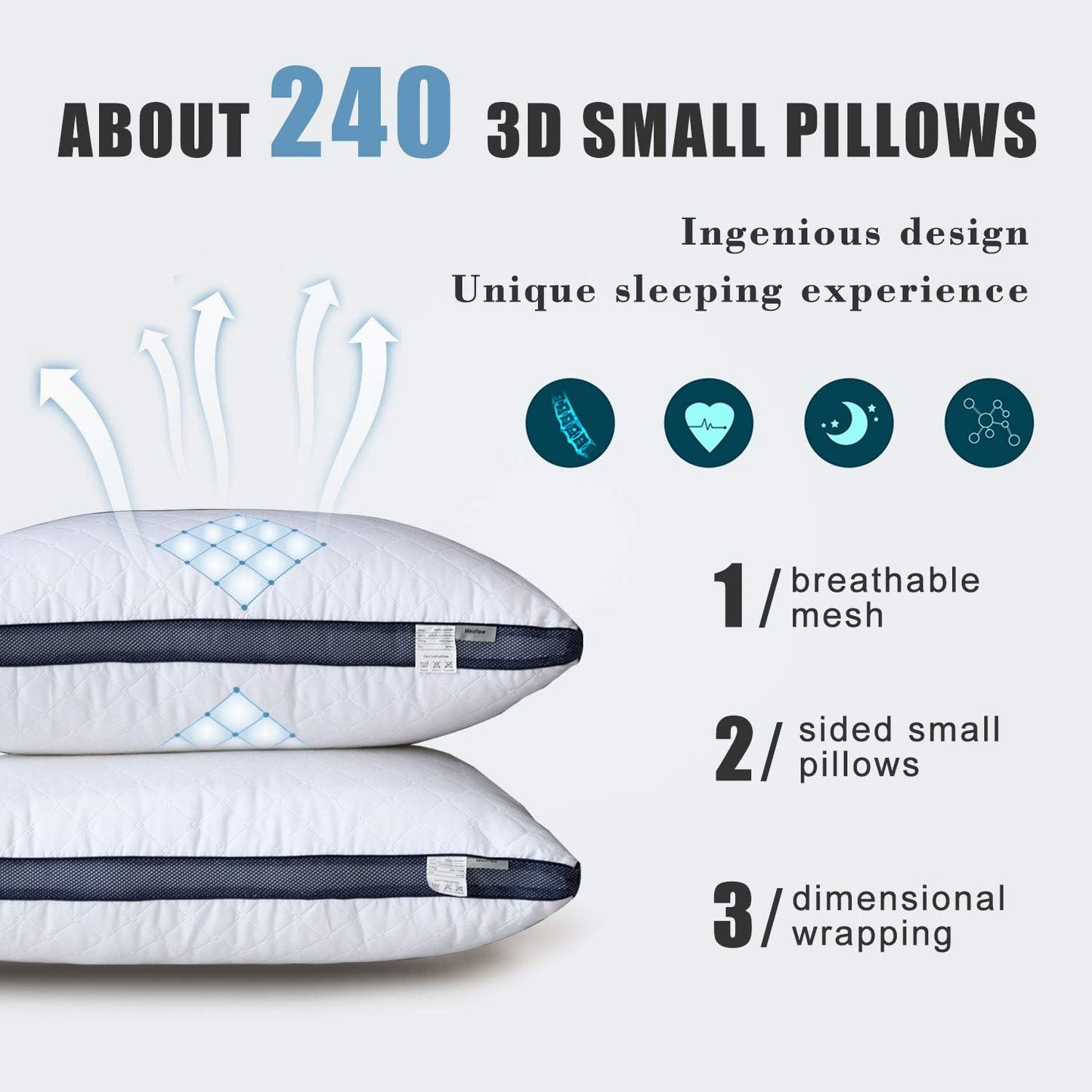 Meoflaw Luxury Hotel Pillows for Sleeping - Standard Size Set of 4 for Side & Back Sleepers