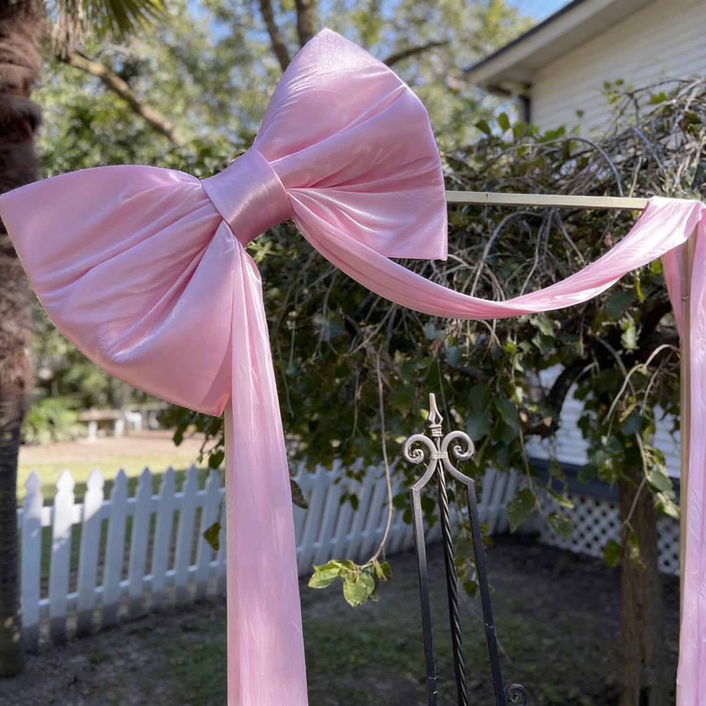 Skiennix Large Pink Bow Birthday Decorations - 31'' x 60'' Themed Backdrop for Weddings, Showers & Events