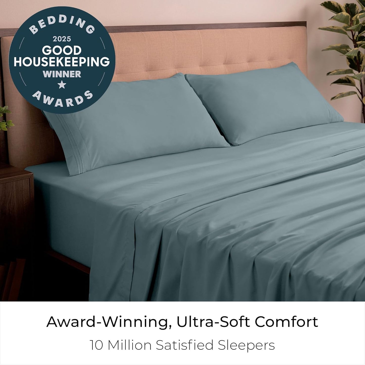 Mellanni King Sheets Set - 4 PC Hotel Luxury Bedding | Extra Soft, Cooling, Wrinkle-Resistant (King, Spa Blue)