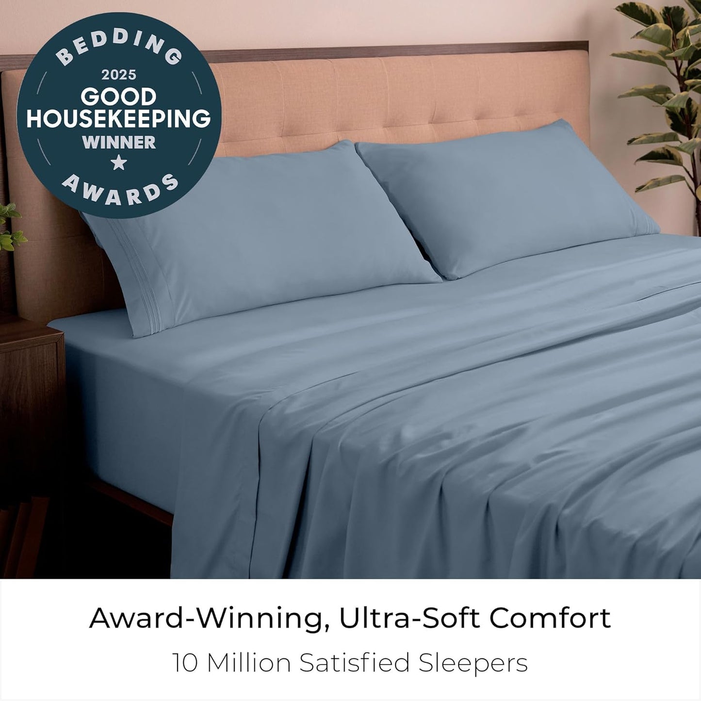 Mellanni King Sheets Set - Luxury 4 PC Bedding - Extra Soft, Cooling, Wrinkle Resistant | Blue Hydrangea