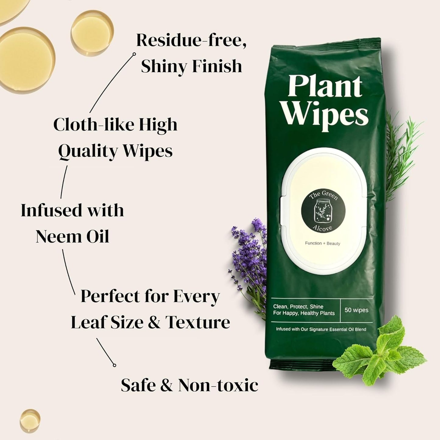 Skiennix Plant Leaf Cleaner & Shine - 2 Pack of 50 for Lush, Healthy Leaves