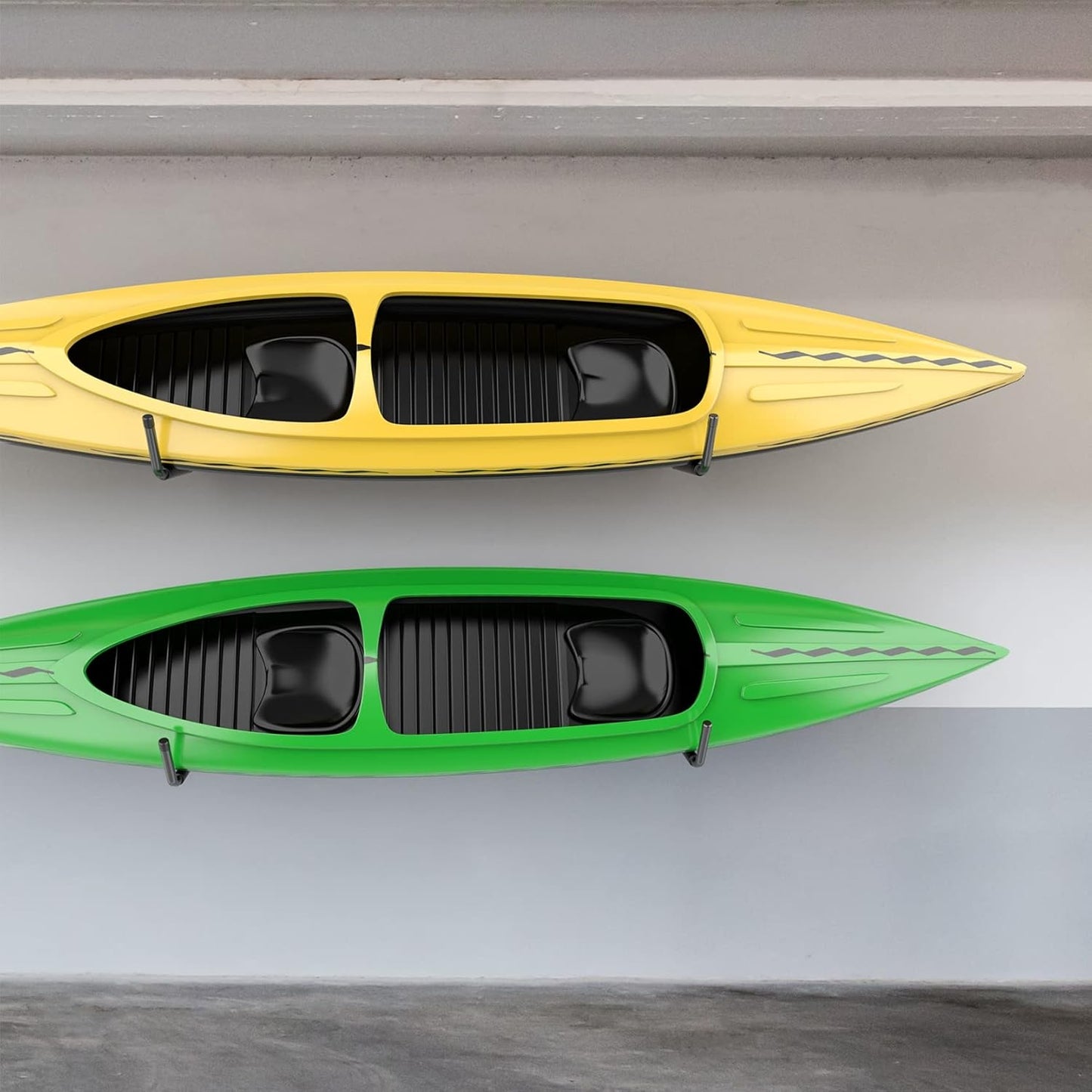 WALMANN Kayak Storage Rack - Wall Mount Hooks for Canoe, Surfboard, Skis & Paddle Board | Garage Utility Solution