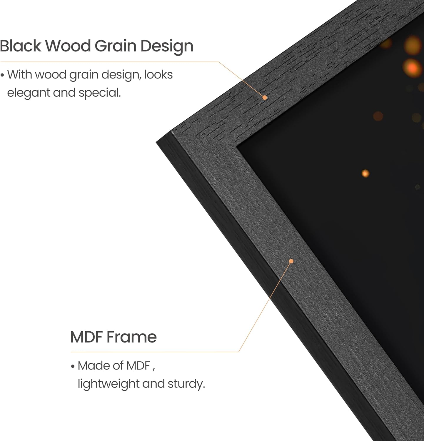 Upsimples 11x14 Picture Frame - Stylish Black Wall Gallery Frame for Photos | Engineered Wood