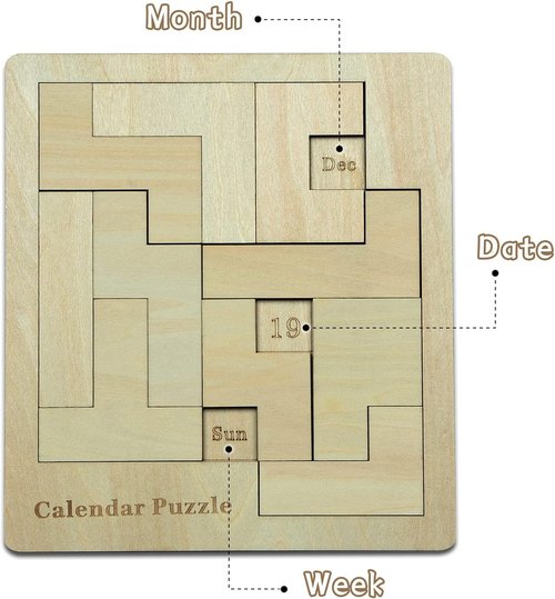Calendar Puzzle - Engaging 365-Day Wooden Challenge Calendar | 9.8 x 7.8 Inches