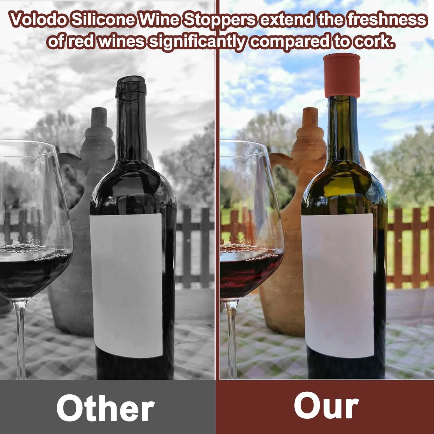 Vodolo Silicone Wine Stopper,4pcs Reusable and Unbreakable Glass Bottle Sealer Covers Wine Stoppers, Wine Plug,Wine Cork Stopper for Keeping Wine Champagne Fresh Home Use