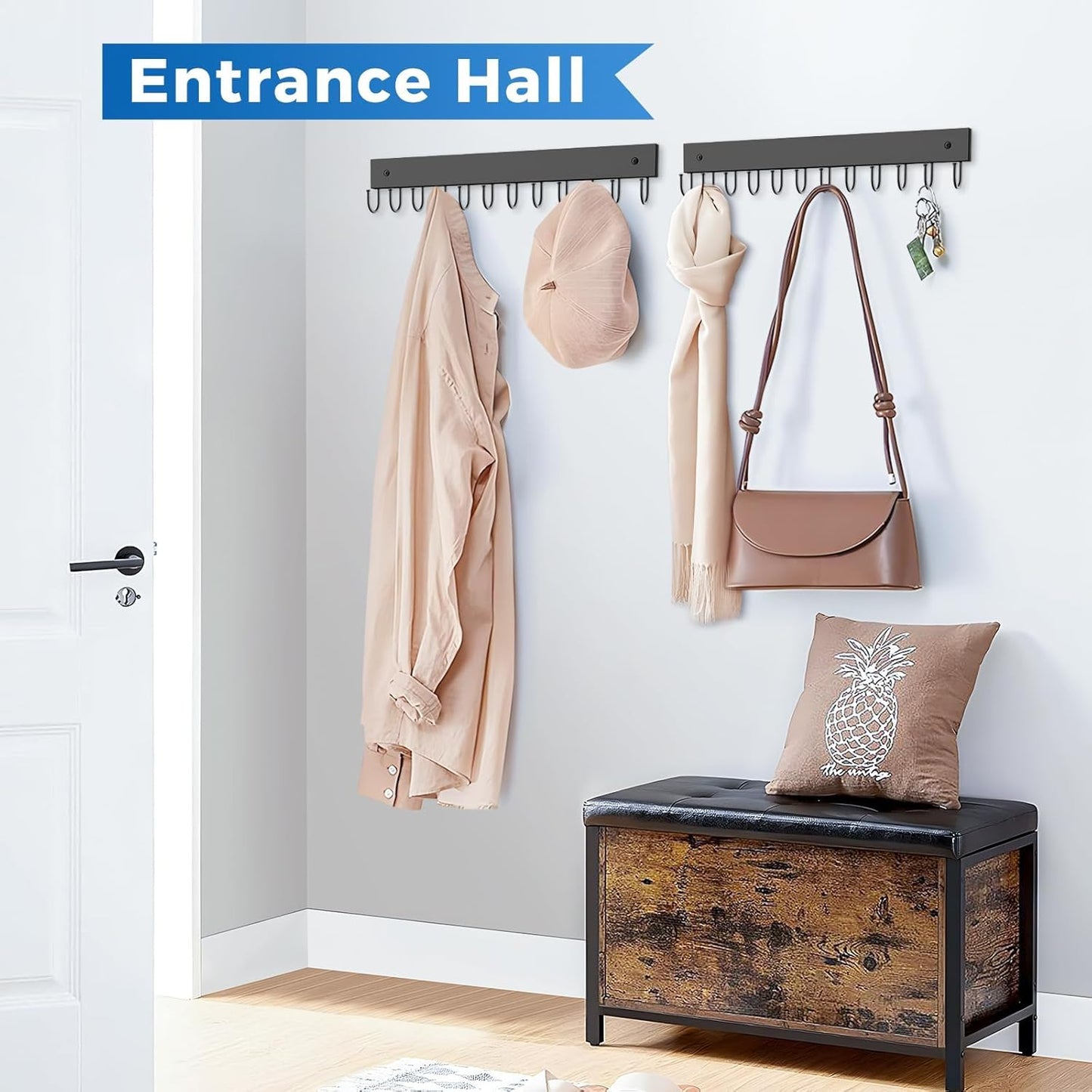 Skiennix Wooden Belt Hanger - Wall Mounted Organizer with 24 Storage Capacity | 180° Rotating Design in Black