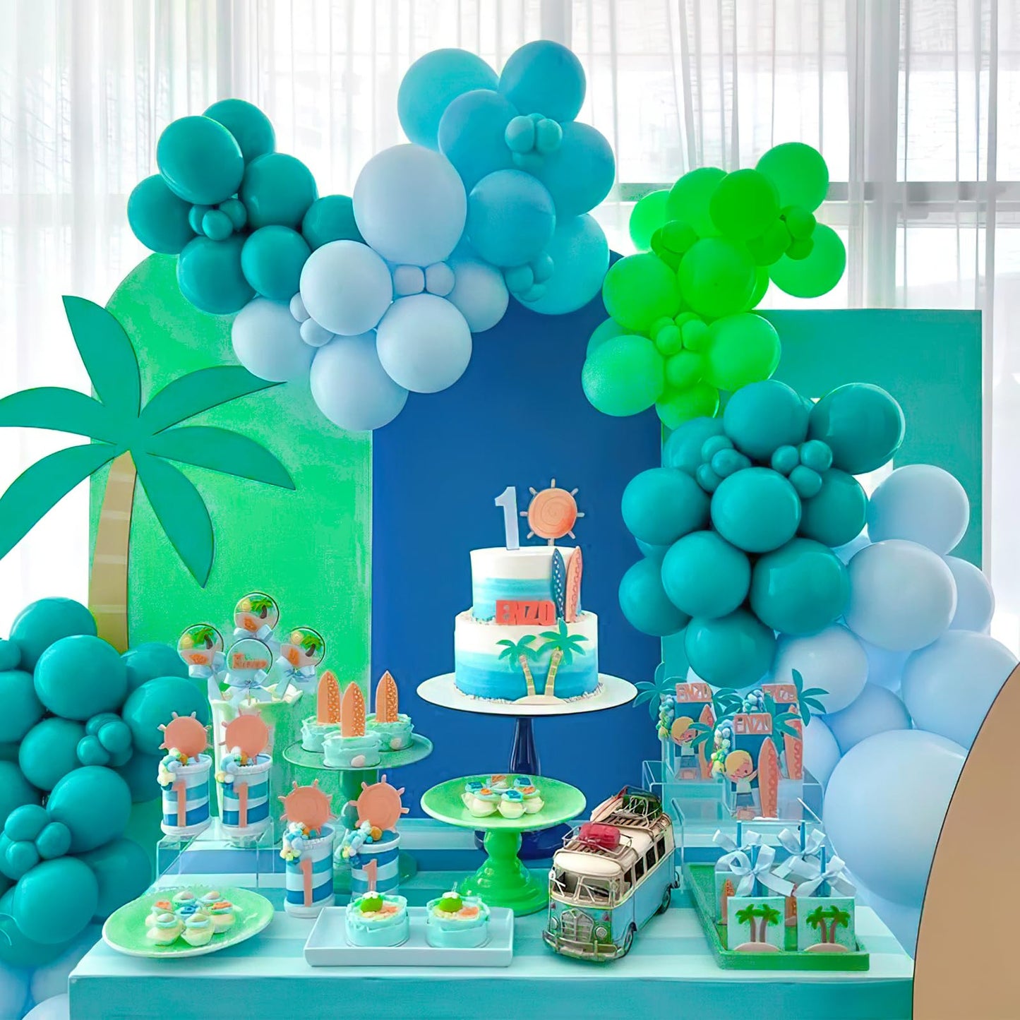 PartyWoo Green Balloon Garland, 100 pcs Shades of Green Balloons Different Sizes Pack of 36 Inch 18 Inch 12 Inch 10 Inch 5 Inch for Balloon Garland Arch as Party Decorations, Birthday Decorations