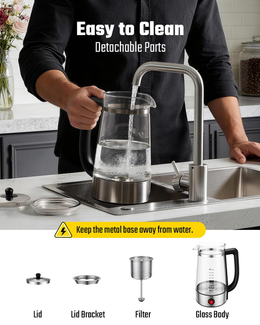 KIDISLE Percolator Coffee Pot Electric Coffee Maker, 10-Cup Coffee Percolator with Auto Keep Warm, Stainless Steel Basket, Borosilicate Glass, Cool-Touch Handle