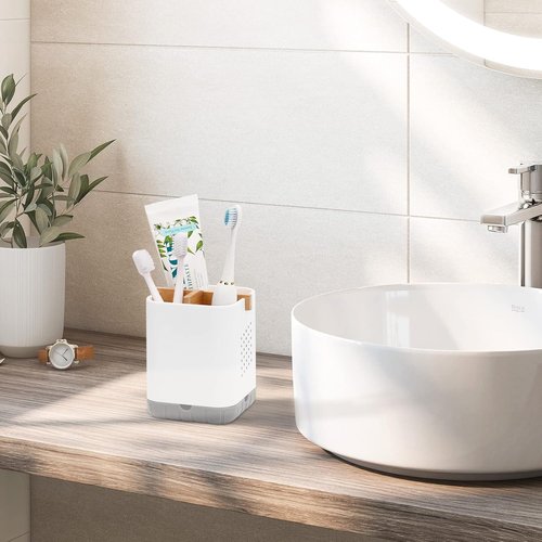 Boperzi Toothbrush Holder - Bamboo Divider & Detachable Design | Large Electric Toothbrush Organizer for Family