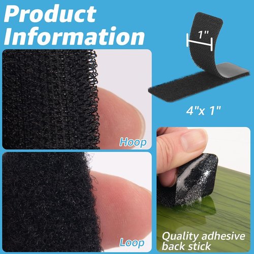 Art3d Double-Sided Hook and Loop Tape - Heavy Duty Sticky Back Strips, 1 in x 4 in, 16 Sets