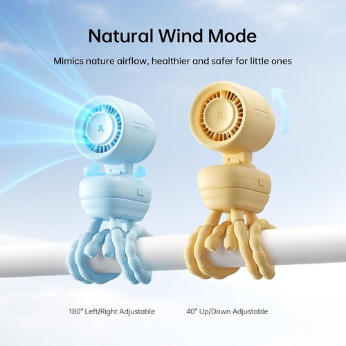 JISULIFE Handheld Mini Fan - Portable Baby Stroller Fan for On-the-Go Cooling | 4-Inch Size