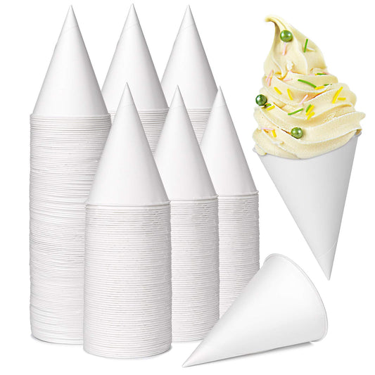 Yopay 600 Pack Cone Water Cups, 4OZ Disposable Dispenser Paper Snow Cups for Shaved Ice, Office Water Cooler, Sports Teams or Fundraisers, Craft Funnels for Oil or Protein Powder Drinks, White