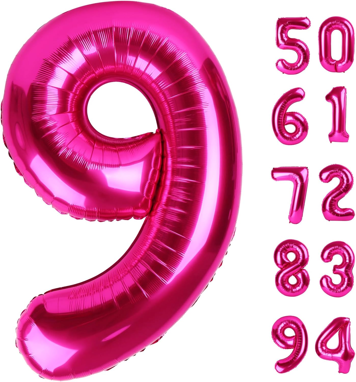 Regine Switzerland Number 9 Balloon - 40 Inch Hot Pink Giant Birthday Decoration for Girls