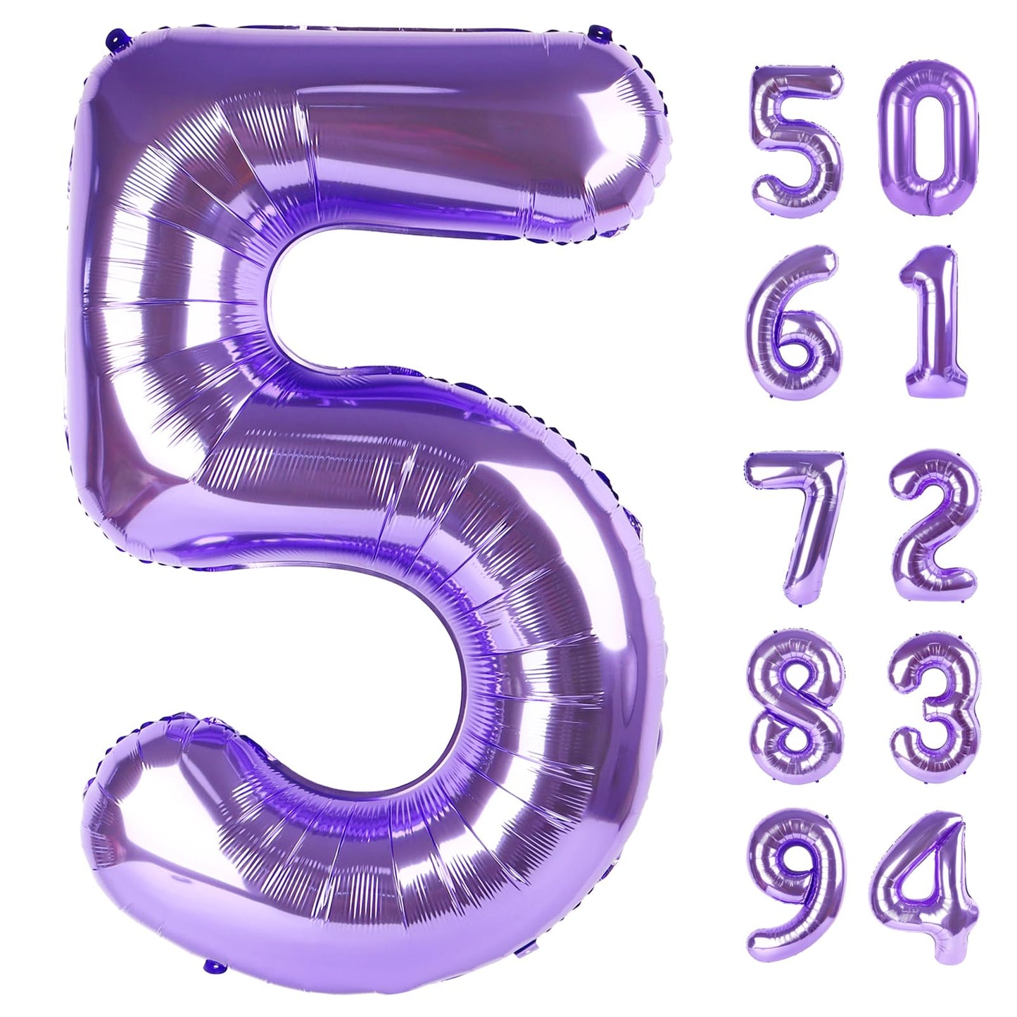 Purple 5 Balloon, Number Balloon 40 Inch, Purple Party Supplies, 5th Birthday Balloon Decorations, 5 Number Balloons, Number 5 Balloon