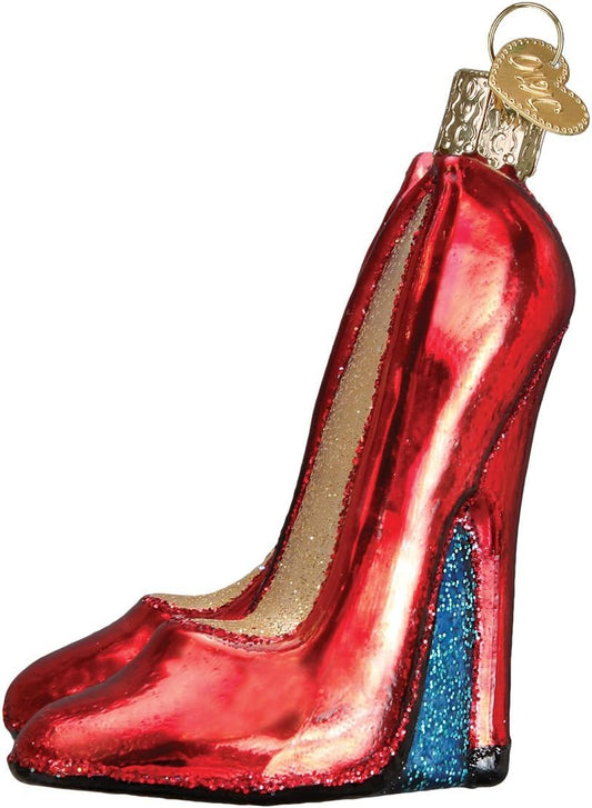 Handcrafted Glass Blown Christmas Tree Ornament - Old World Glamour Heels Decoration