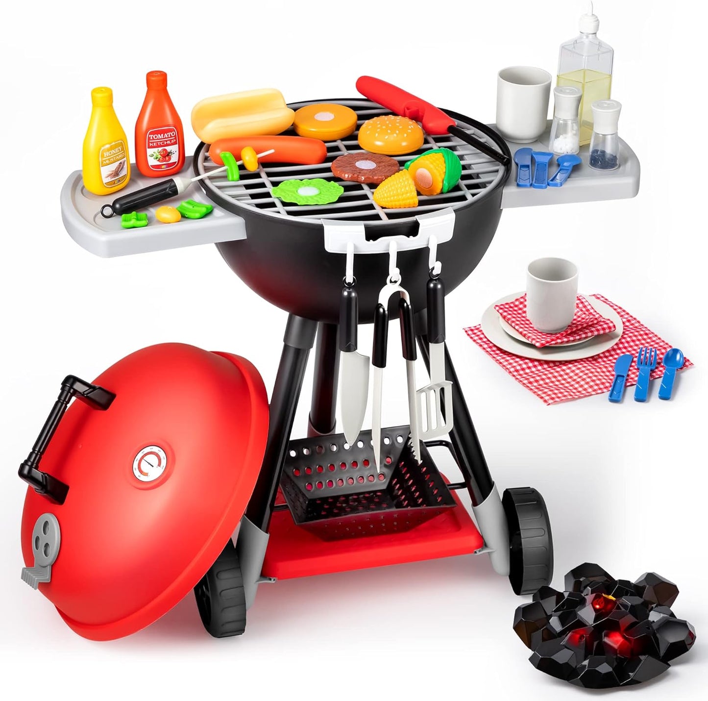 JOYIN BBQ Play Grill Set - Interactive Cooking Toy for Kids with Light & Sound | Perfect Birthday Gift for Ages 2-4