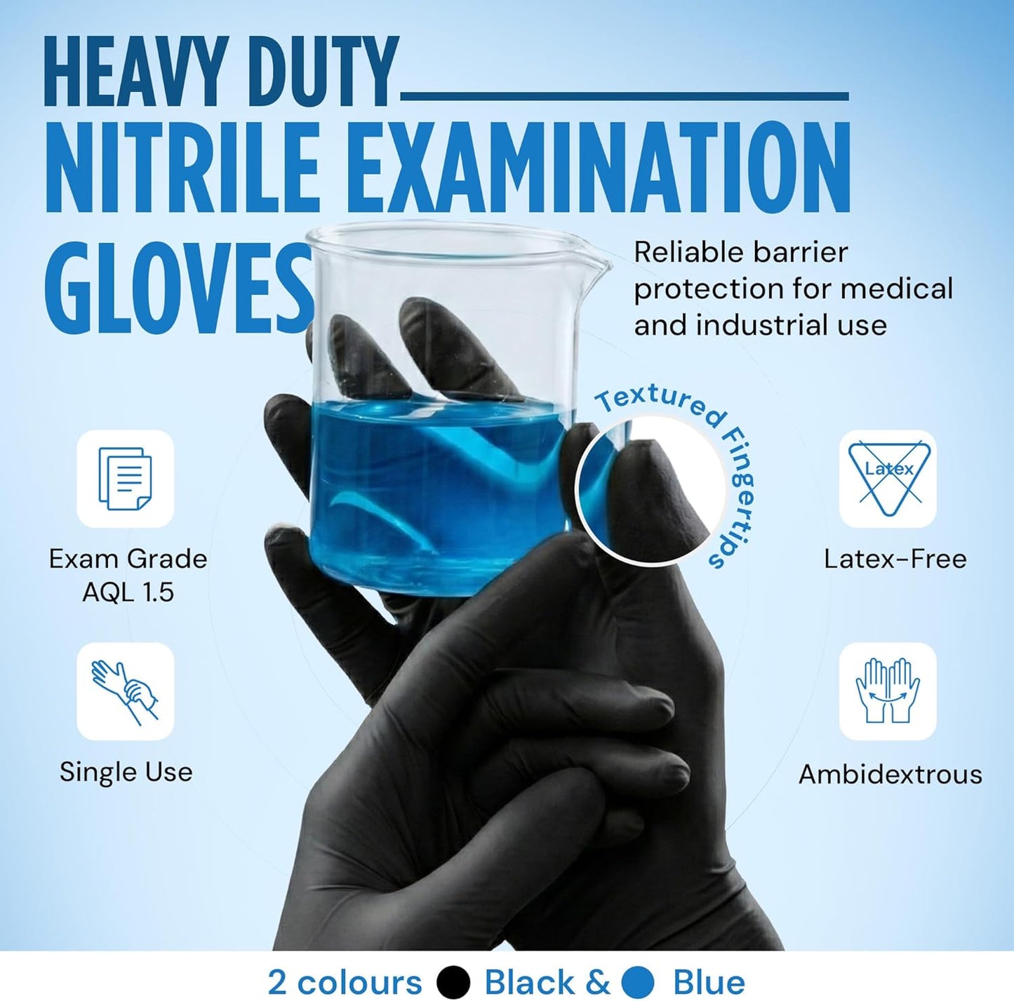 Nitrile Exam Gloves - Latex-Free, Powder-Free, Non-Sterile Disposable Gloves for Medical & Kitchen Use
