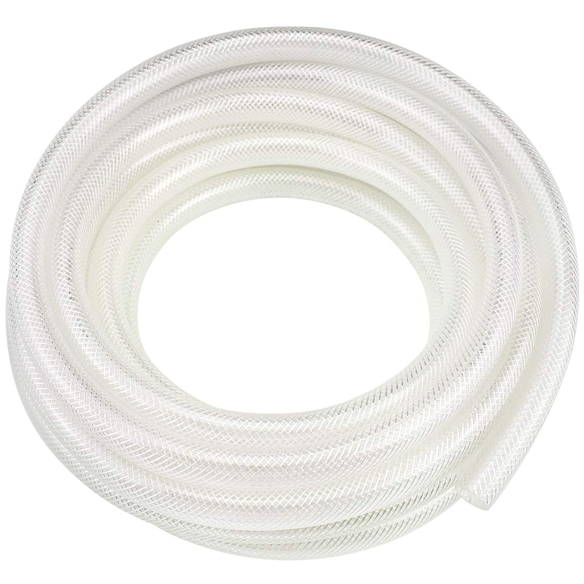 3/8" ID x 10 Ft High Pressure Braided Clear PVC Vinyl Tubing Flexible Vinyl Tube, Heavy Duty Reinforced Hose Tubing, BPA Free and Non Toxic
