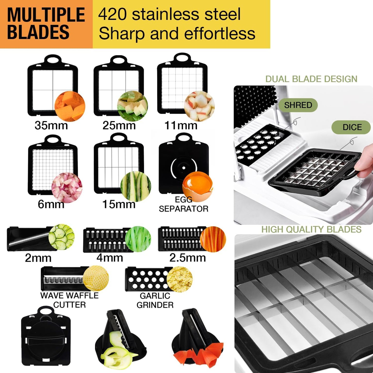 Vegetable Chopper - Skiennix 22-in-1 Veggie Dicer & Food Chopper with Container | BPA-Free & Dishwasher Safe