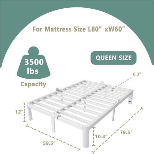 ITIMIDI Queen Bed Frame - 12 Inch Metal Platform Design, No Box Spring Needed, Easy Assembly, Heavy Duty
