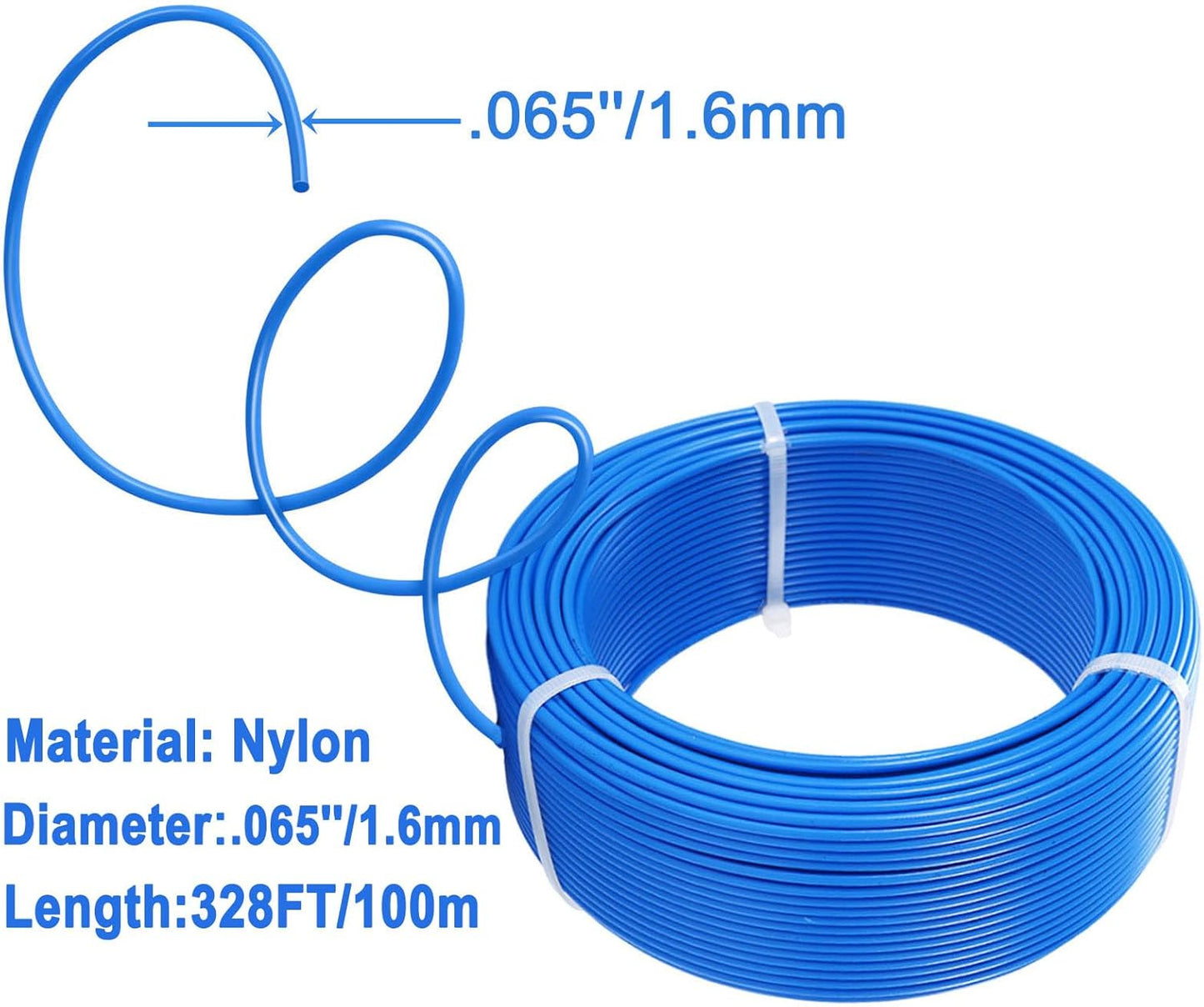 Skiennix Grass Trimmer Line - .065''/1.6mm Round Nylon String - 328ft/100m Length
