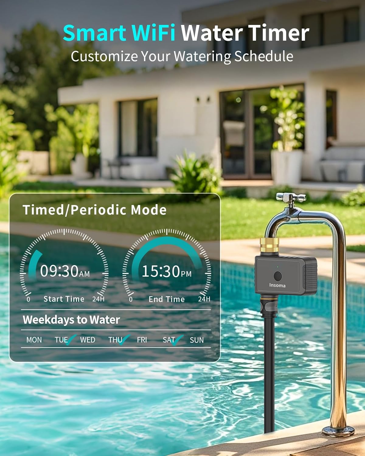 WiFi Hose Timer - Smart Water Timer with Brass Inlet | Remote Control via 2.4GHz WiFi, Alexa & Google Assistant Compatible for Lawns and Yards