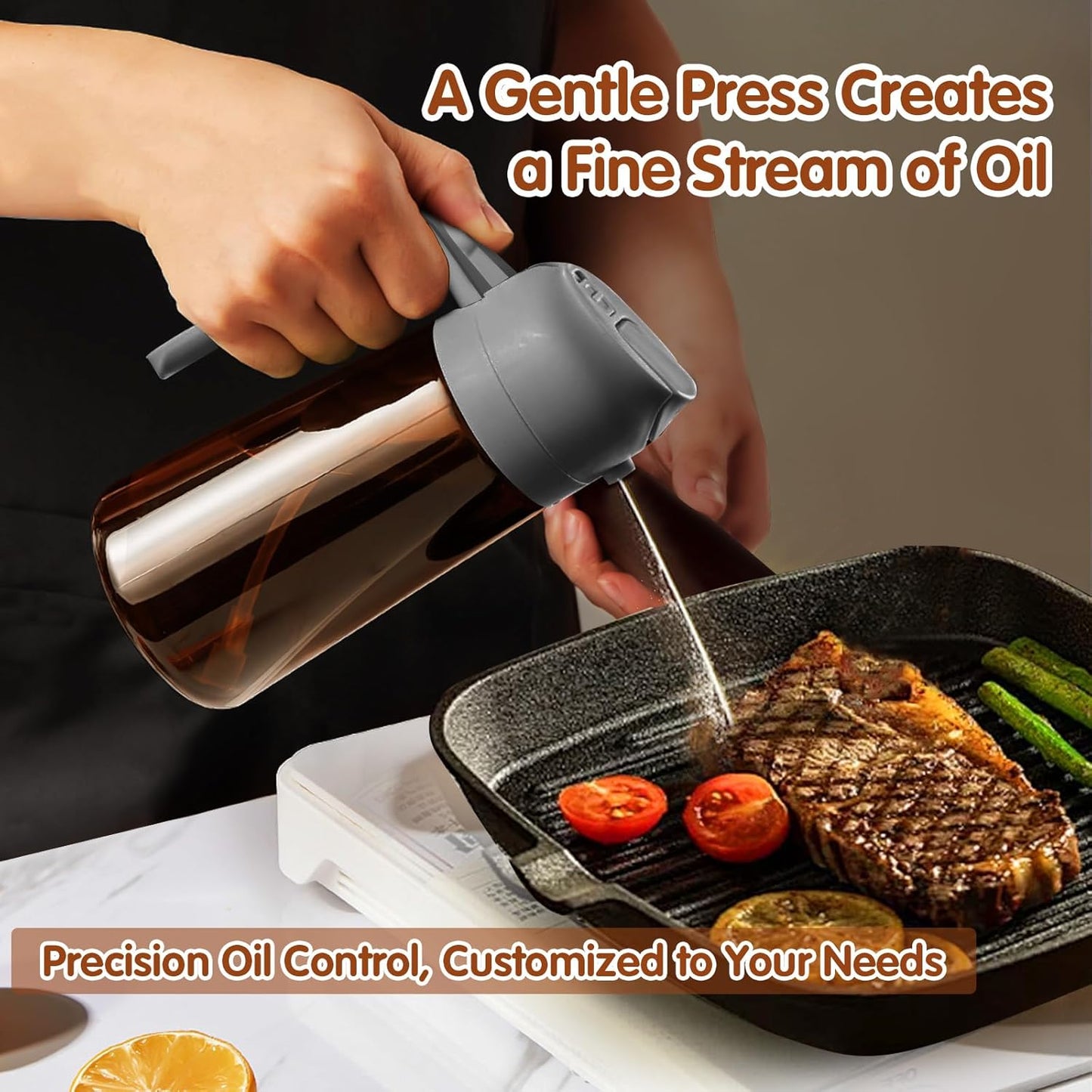 YARRAMATE 16oz Dark Brown Oil Sprayer - Premium Food-Grade 2-in-1 Olive Oil Dispenser for Cooking & BBQ
