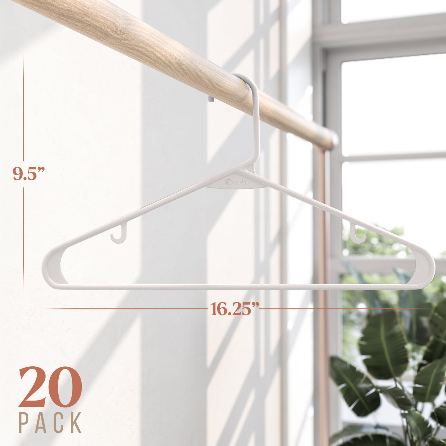 Plastic Hangers 20 Pack White - Clothes Hangers - Makes The Perfect Coat Hanger and General Space Saving Clothes Hangers for Closet - Percheros Ganchos para Colgar Ropa Hangars