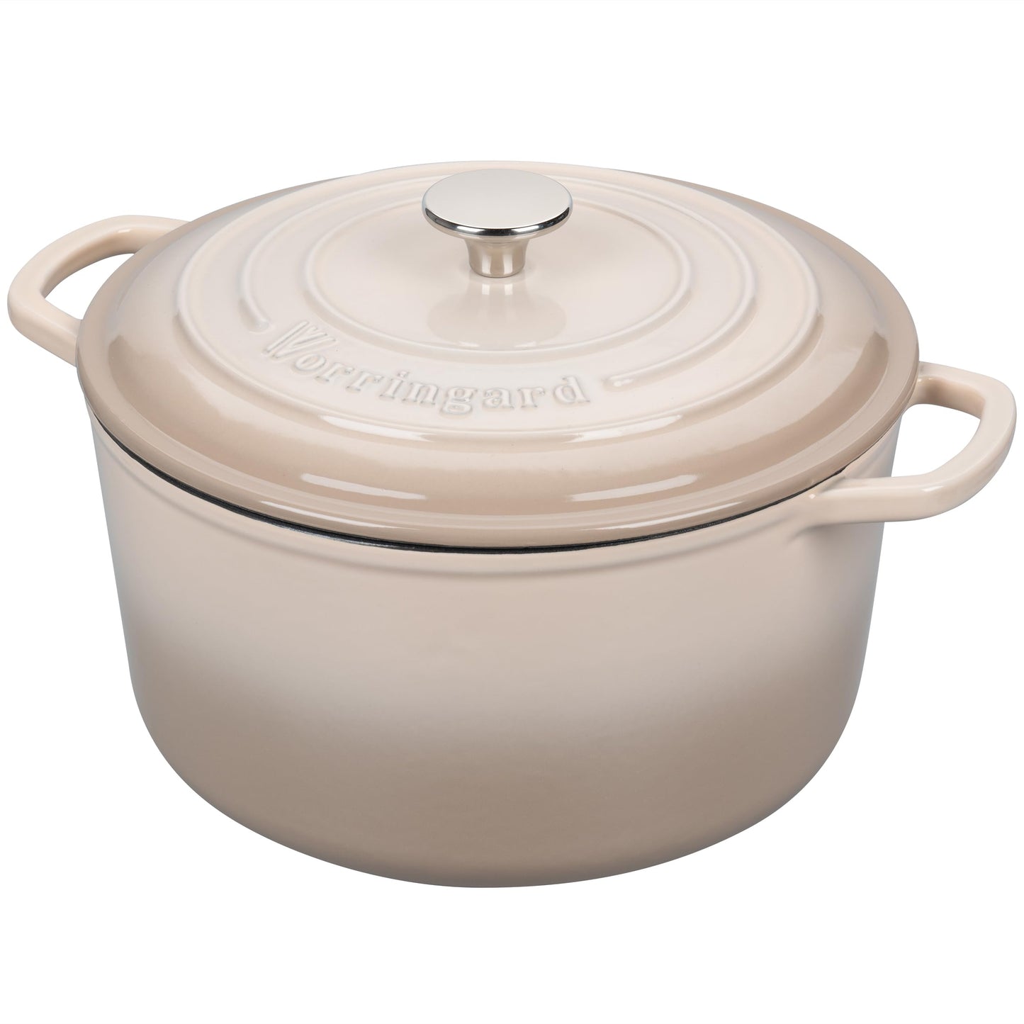 VORRINGARD Enameled Cast Iron Dutch Oven Pot with Lid, for Sourdough Bread Baking, Round Dutch Ovens, 4.5 Quart, Latte