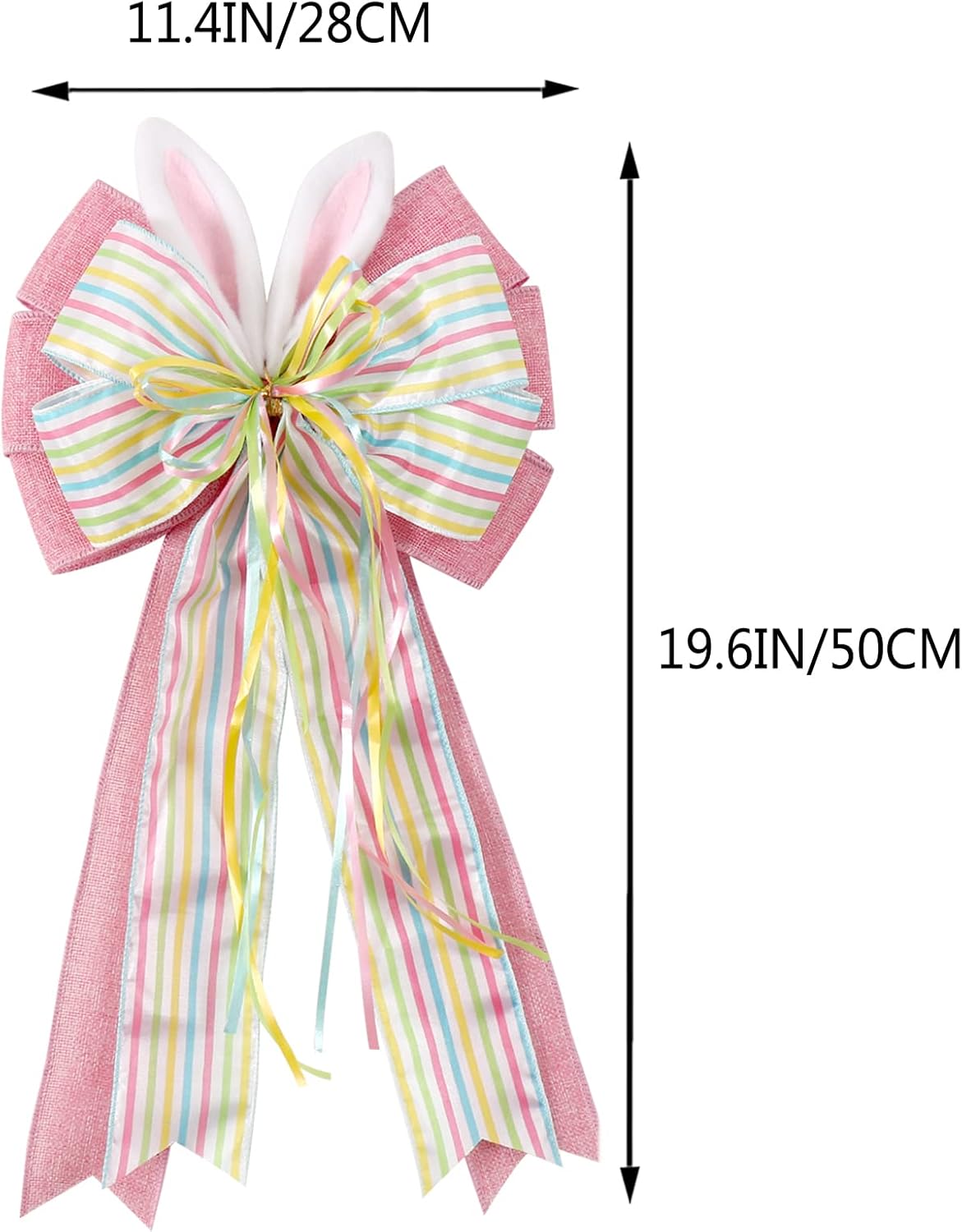 Skiennix Easter Bows - Decorative Bunny Ears Pink Burlap for Wreaths & Spring Home Decor