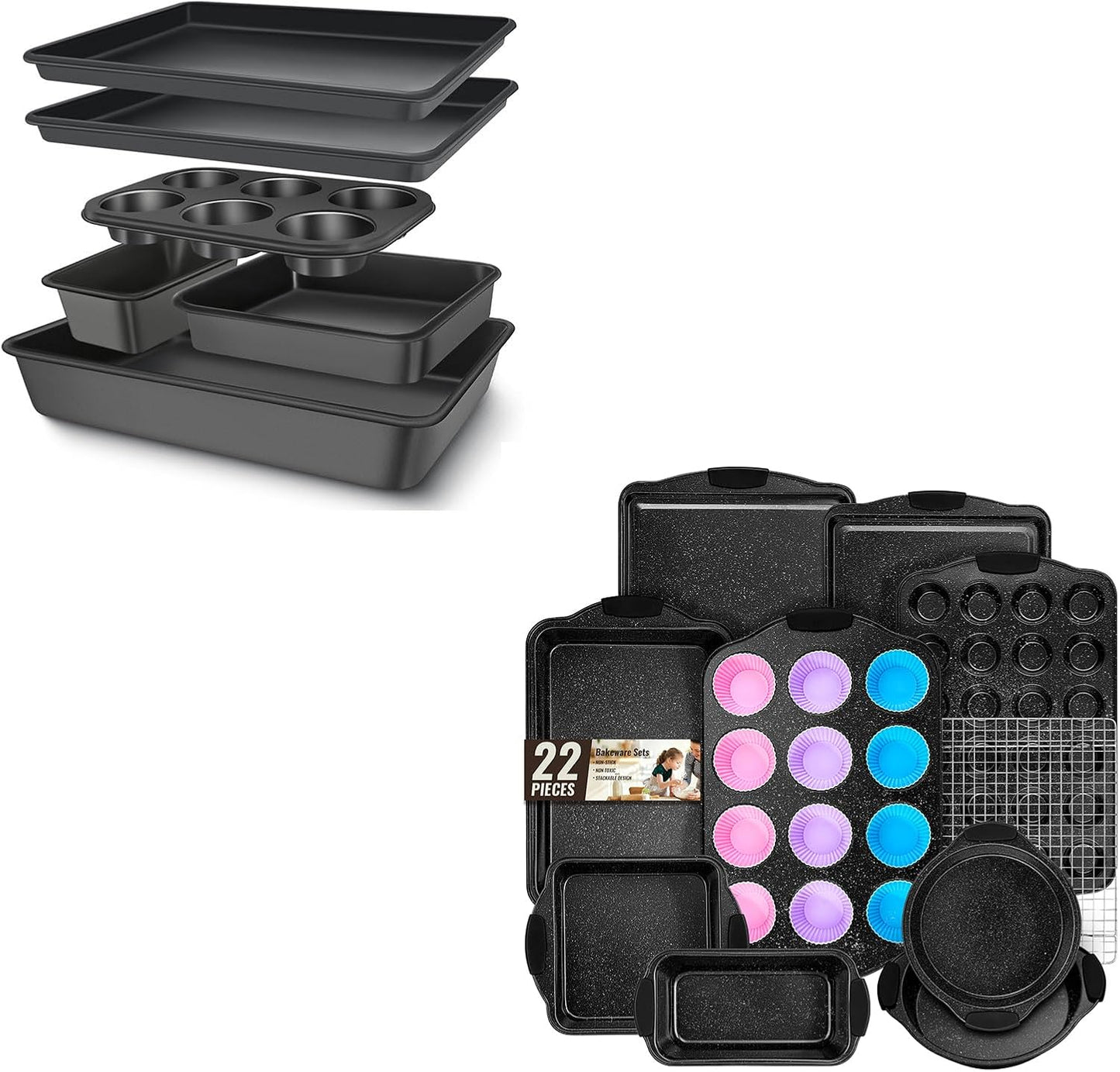 Skiennix Nonstick Baking Pans Set - Durable Bakeware for Effortless Cooking | 3-Piece Set
