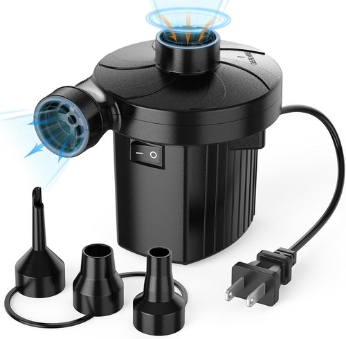 **Electric Air Pump - Portable Quick-Fill Inflator & Deflator with 3 Nozzles for Camping & Pools**