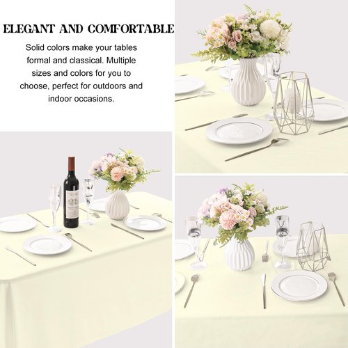 JALANCY 4 Pack Rectangle Tablecloth for 6 Foot Tables Washable Polyester Table Cover for Wedding Dining Table Parties Banquet（60x102 Beige）