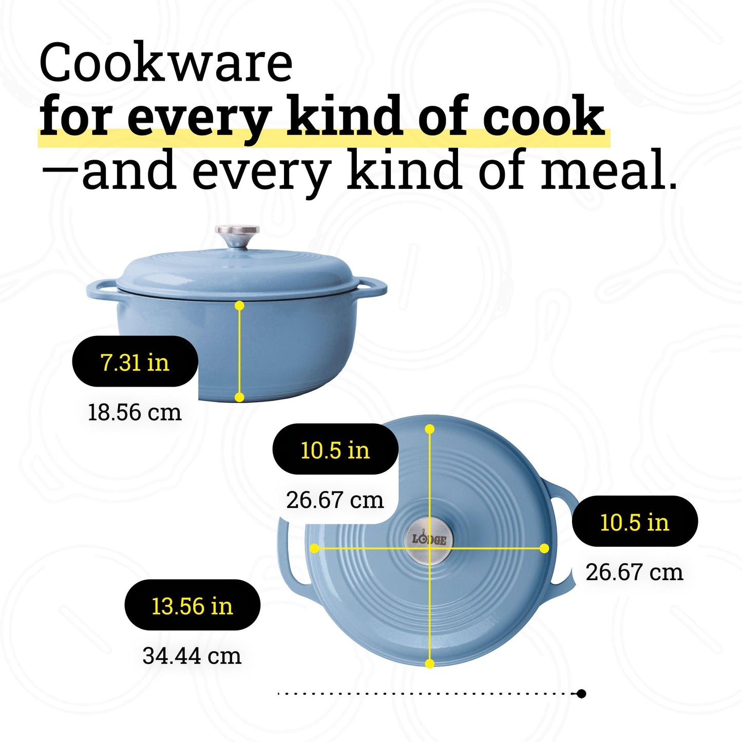 Lodge Essential Enamel Cast Iron Dutch Oven - Perfect for Bread Baking, Braising, Marinating & Slow Cooking - Features Moisture-Sealing Lid & Dual Handles - Kitchen Essentials - 6 Quarts - Storm Blue
