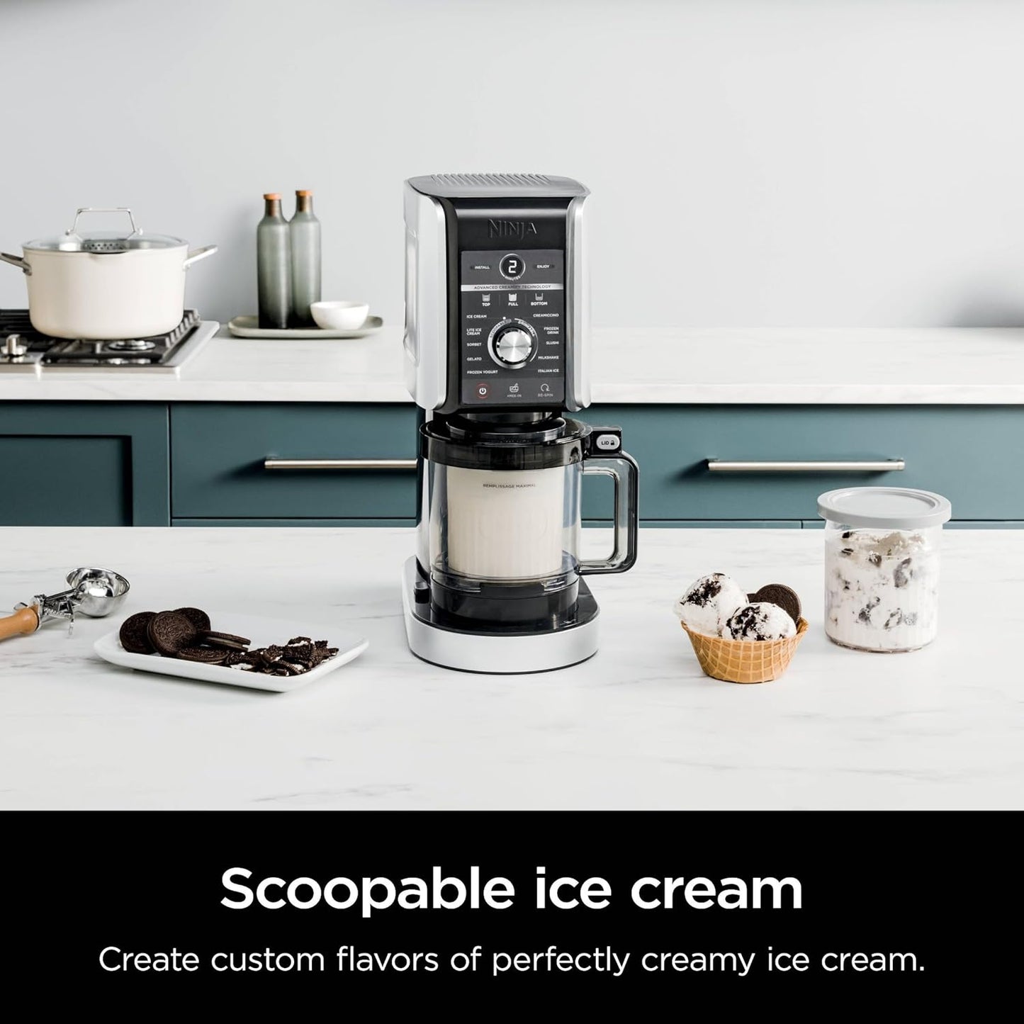 Ninja NC501 CREAMi Deluxe Ice Cream & Frozen Treat Maker - 11-in-1 with 2 XL Pint Containers, Silver