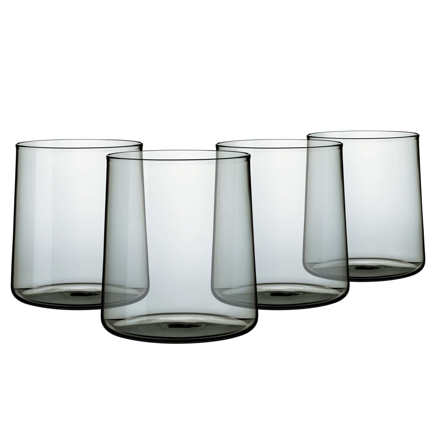 Joseph Sedgh Collection Smokey Grey Glass Tumbler Set of 4 – 16.5 oz Borosilicate Glassware – Durable, Lead-Free, Dishwasher Safe – Modern Grey Drinking Glasses for Home