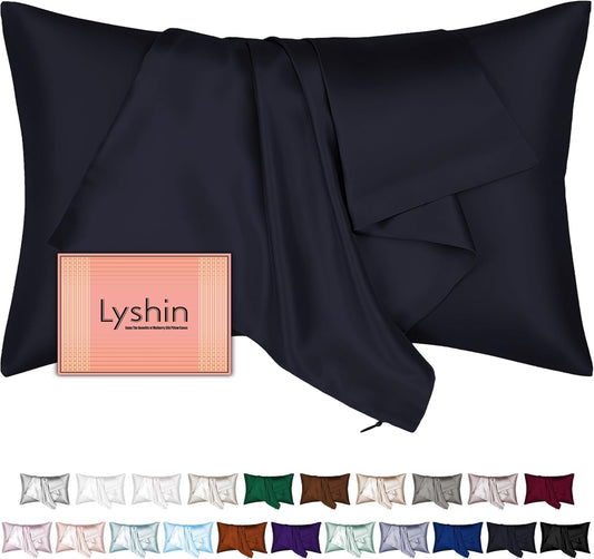 Mulberry Silk Pillowcase by Skiennix - Standard Size, Hidden Zipper, Soft & Breathable for Hair & Skin - Navy Blue