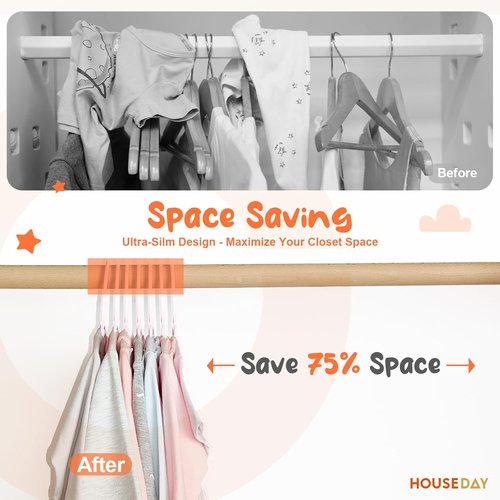HOUSE DAY Premium Baby Hangers - 20 Pack Slim White Plastic Hangers for Infants & Toddlers | Non-Slip & Durable